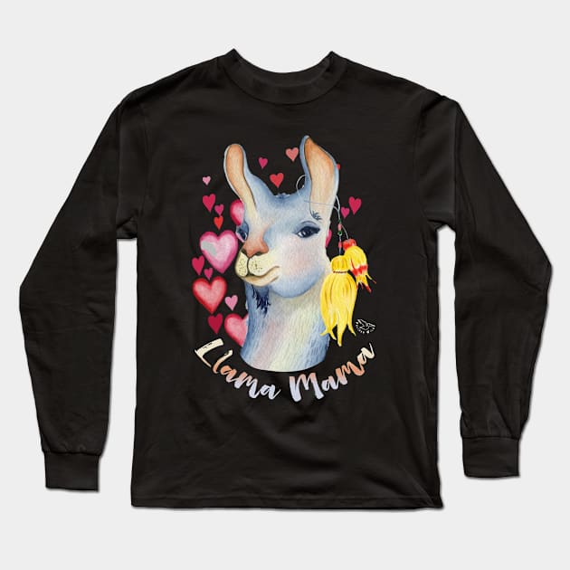 Llama Mama Boho Llama Long Sleeve T-Shirt by PelicanWild